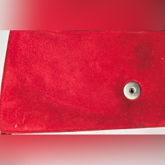 Vintage Italian Leather & Suede Mini Crossbody Bag in Red & Black colors - Picture 12 of 12